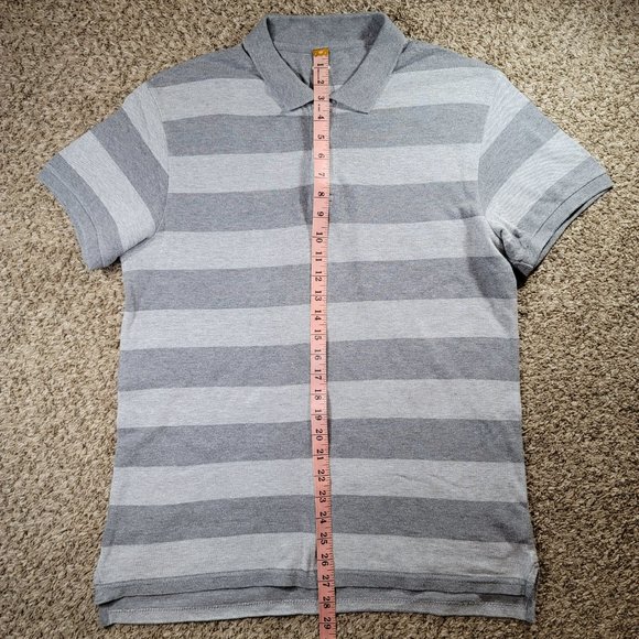 Old Navy Striped Short Sleeve Polo Men's Size Medium Grey - Picture 4 of 10
